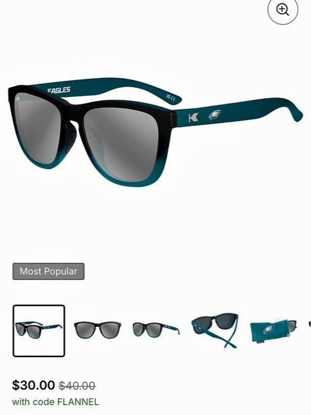 Knockaround Philadelphia Eagles Premiums Sport Sunglasses Green & Black